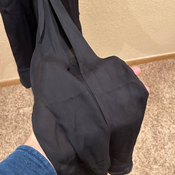 NWT Eleventy Black V Neck Tie Waist Long Sleeve Blouse Top - Picture 8 of 12